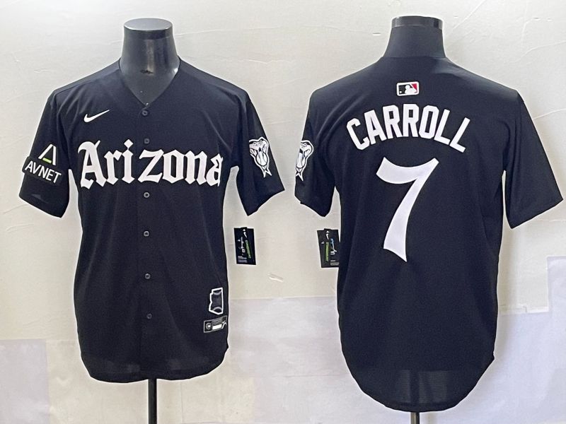 Men 2025 Arizona Diamondback #7 Carroll Black Five generations Joint Name Nike MLB Jersey style 2->arizona diamondback->MLB Jersey